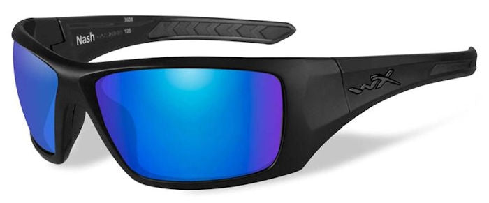 Wiley X Nash Matte Black Sunglasses Pol Blue Mirror