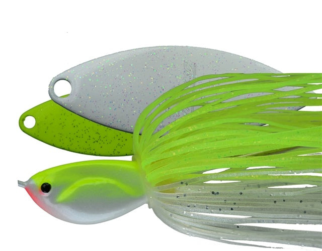 Painted Dbl Willow Spinnerbait_Chartreuse White