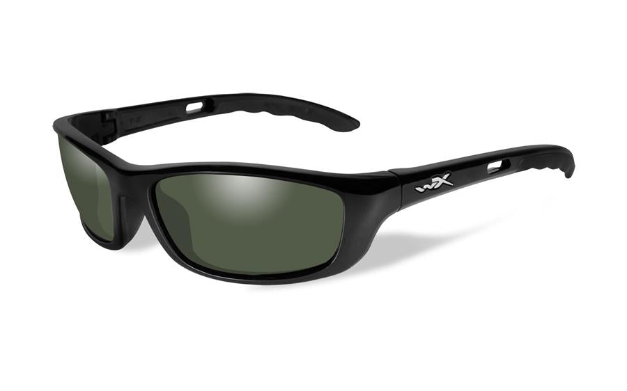 Wiley X P-17 Gloss Black Sunglasses_Polarized Green Lens