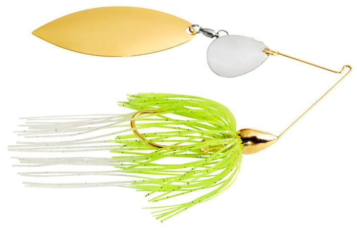 War Eagle Gold Frame Tandem Willow Spinnerbait_White Chartreuse R