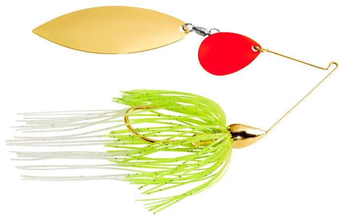War Eagle Gold Frame Tandem Willow Spinnerbait_White Chartreuse RK